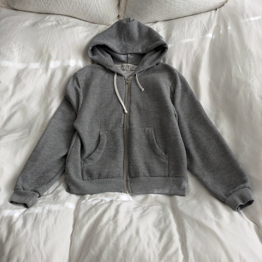 Wildfox Grey Full Zip Hoodie Sweatshirt Size S